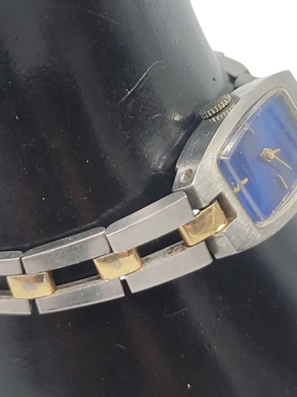 Vintage Seiko Mechanical Hand-Wind Ladies Watch Blue Dial Two-Tone Running 6.5